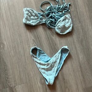 Frankie's Bikinis Light Blue Textured Bikini Terry